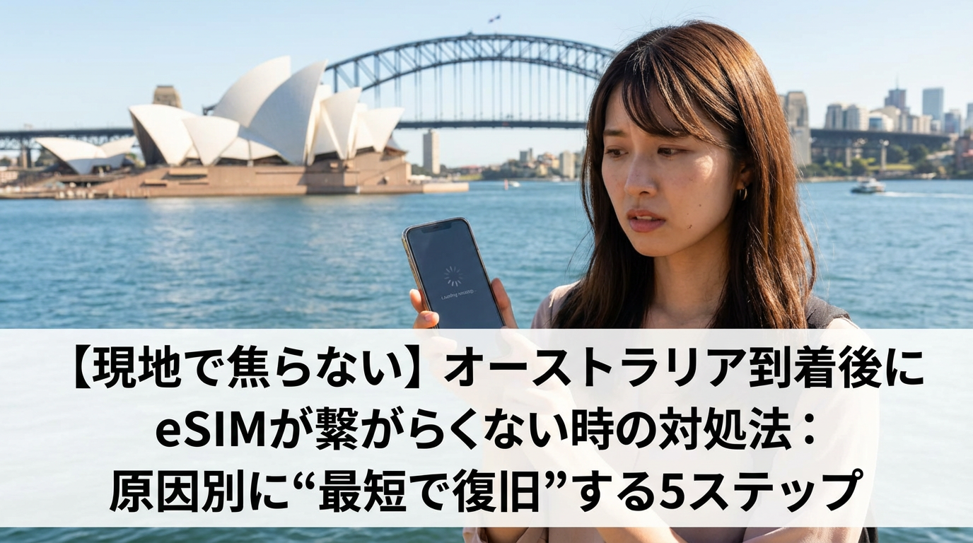 【現地で焦らない】オーストラリア到着後にeSIMが繋がらない時の対処法：原因別に“最短で復旧”する5ステップ