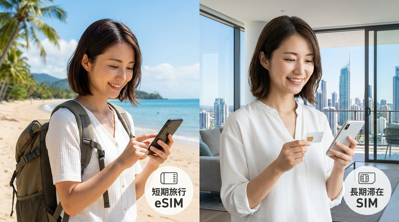 ケアンズ・ゴールドコーストの通信はどうする？短期旅行は使い切りeSIM、長期滞在は「長期滞在 SIM」で分けて考えよう