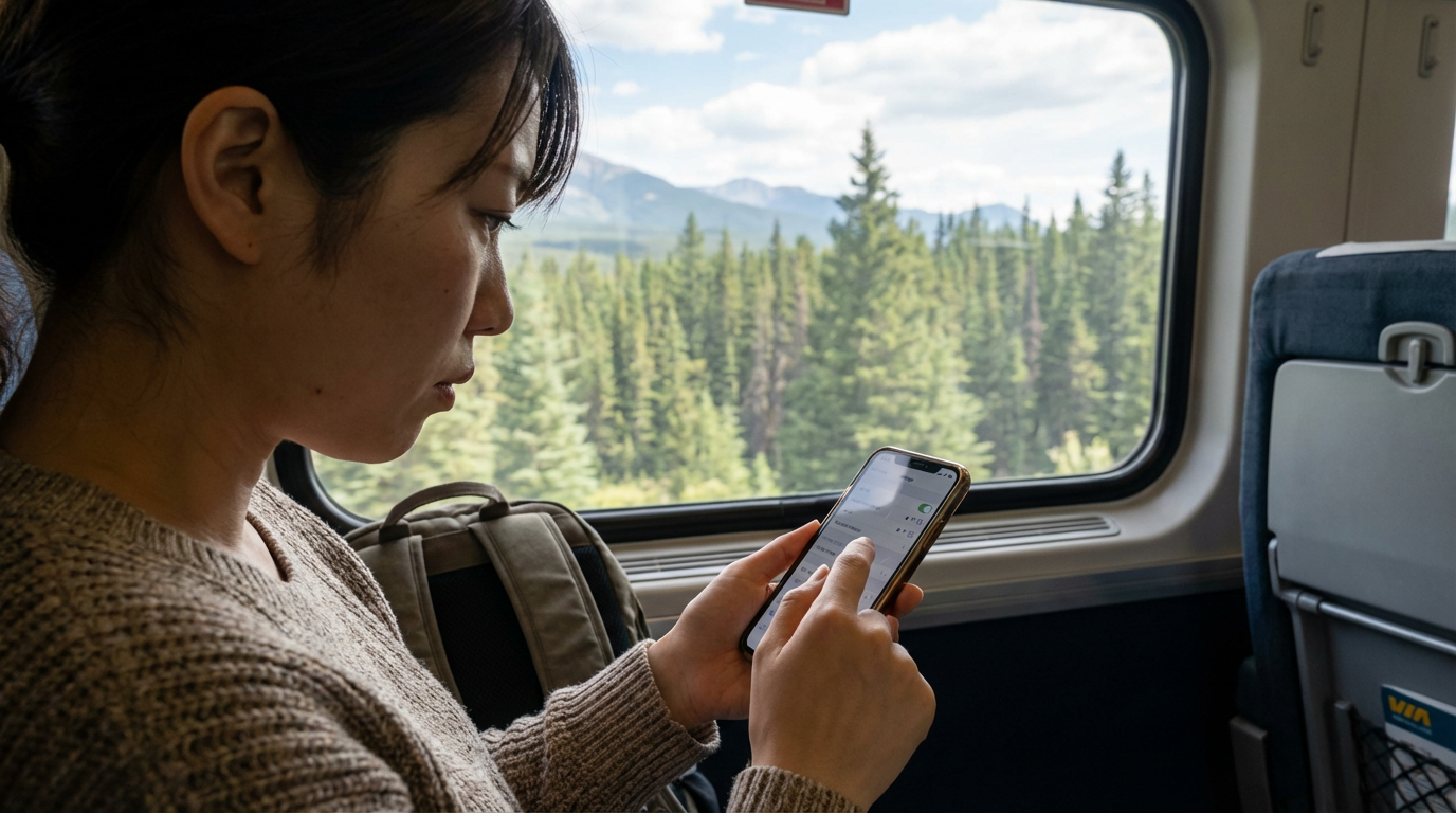 カナダ横断鉄道（VIA鉄道）の旅で「圏外に詰まない」通信設計：データeSIM＋“番号あり”PhoneBox（TELUS回線）を使い分ける