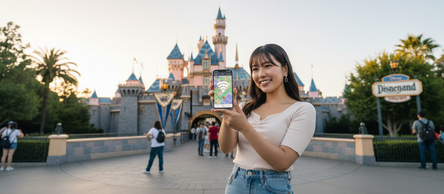 ロサンゼルス・アナハイムのディズニーランドでアプリを使うための通信環境