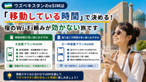 ウズベキスタンのeSIM：移動している時間の長さで容量を決める