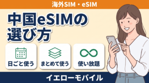 中国eSIMの3方式（1日あたり型・総量型・無制限）を紹介するイラスト